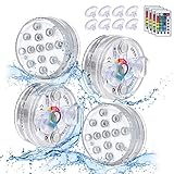 Czemo Unterwasser Licht, 4 Stücke 13 LED Farbwechsel IP68 Wasserdichtes Licht, Unterwasserlicht...