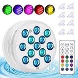 Unterwasser LED Licht, Wasserdichte LED Licht, Poollampe Unterwasser mit RF Fernbedienung 13 LED...