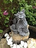 Gartenfigur Wasserspeier Drache Figur Steinfigur für Garten Deko Koi Teich