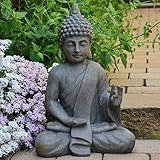 INtrenDU Garten Buddha Antik Steinoptik 54cm Skulptur Feng Shui Deko Statue